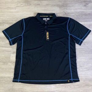 Star Trek 2016 ThinkGeek 50th Anniversary Tag Black Polo Shirt Mens 2XL Rare
